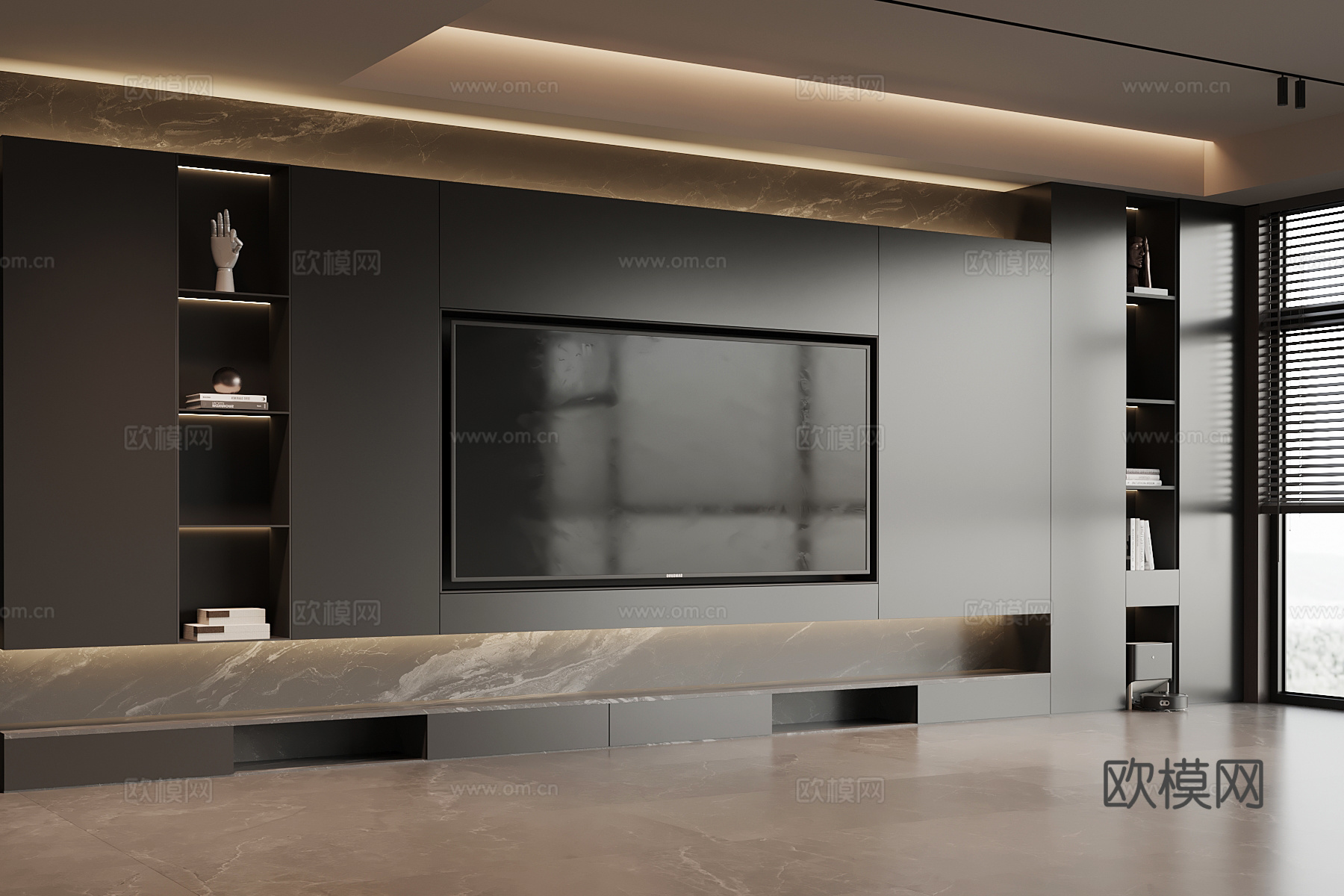意式背景墙 电视背景墙su模型