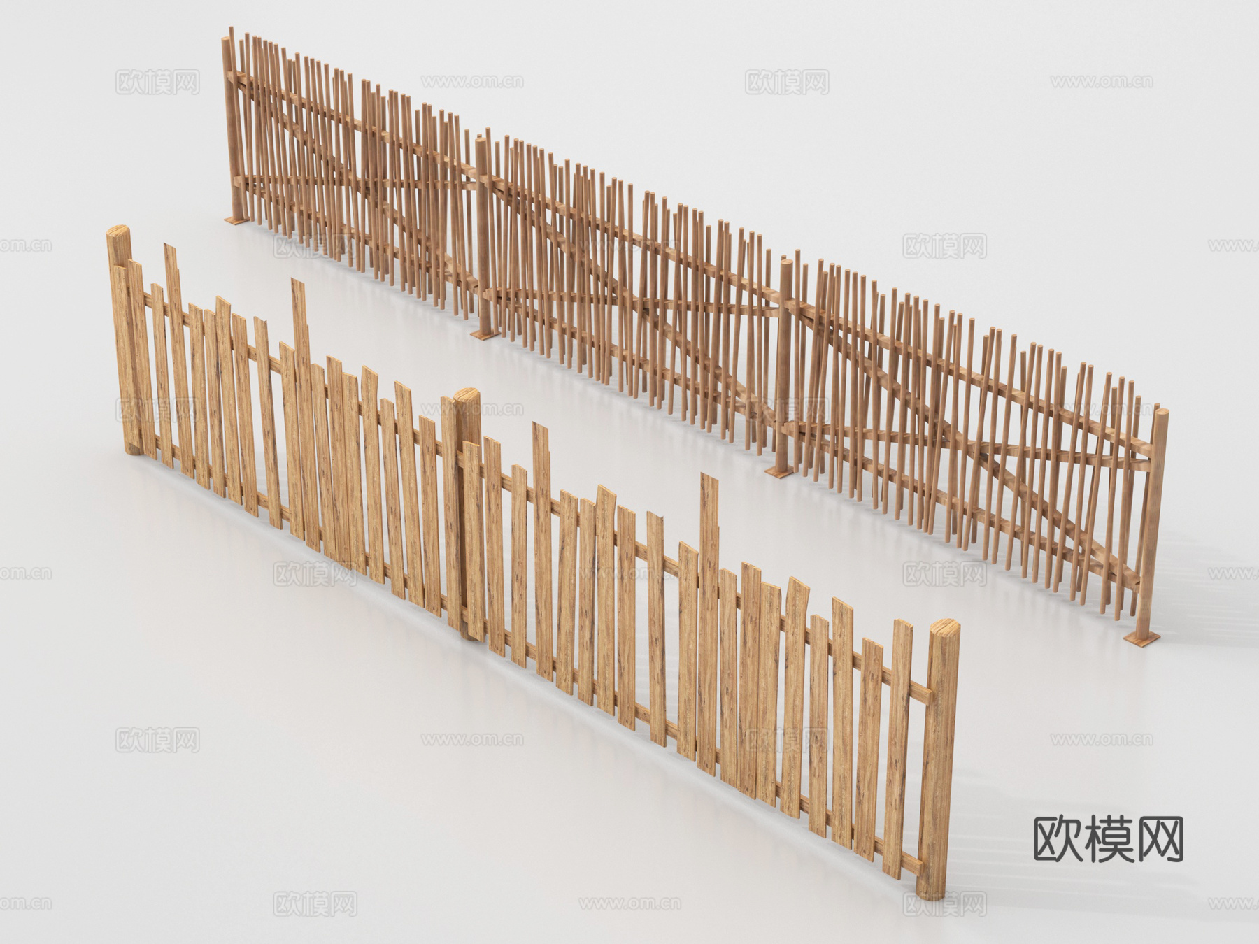 新中式栅栏 围栏护栏 木栅栏 篱笆围墙su模型