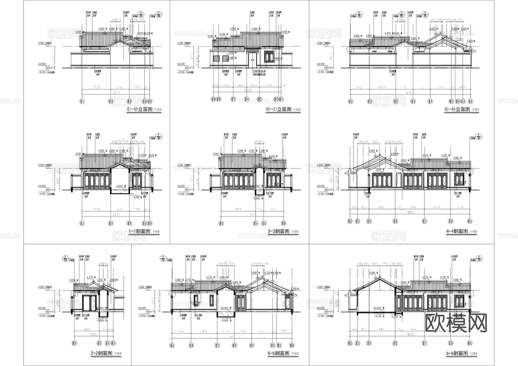 春风民宿建筑施工图cad施工图