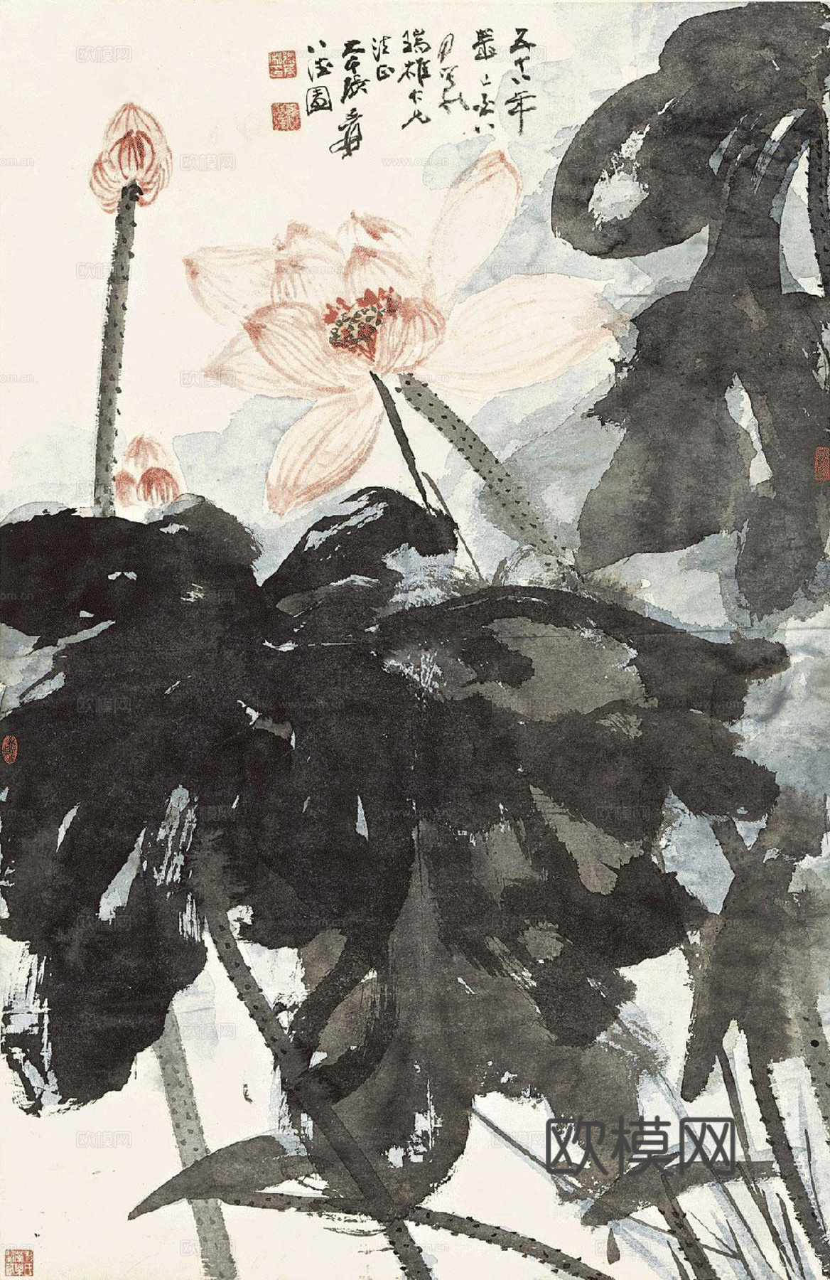 张大千绘画作品，中国近现代水墨画，写意水墨画61