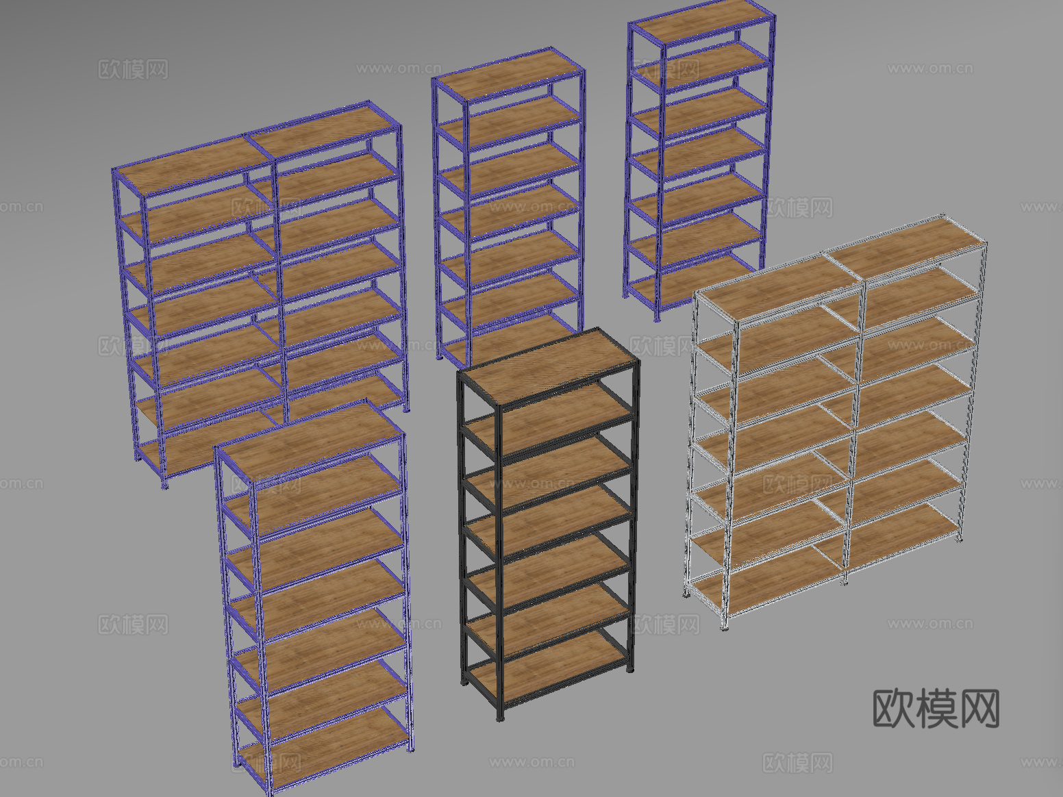 现代货架 铁架 木架子su模型