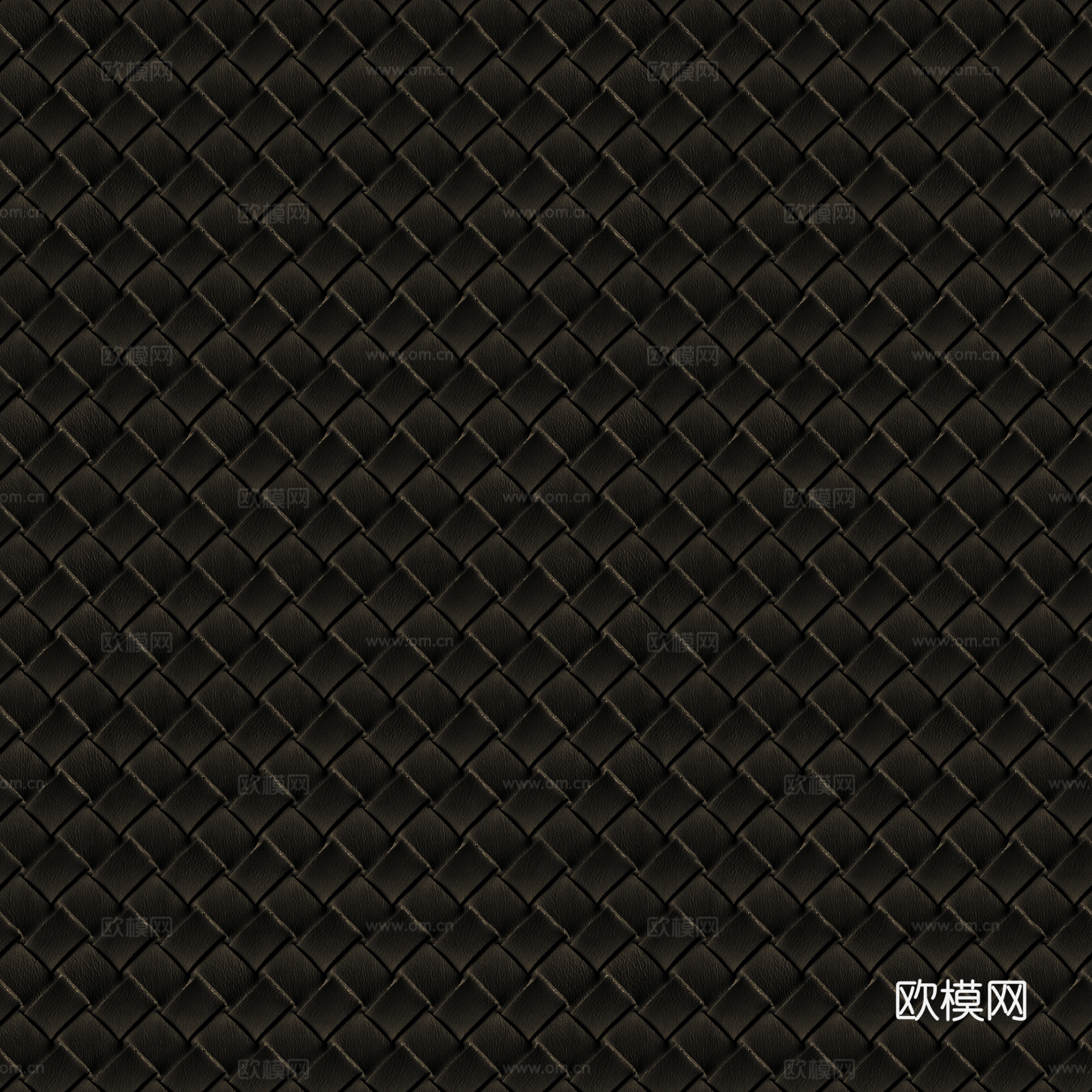现代法式编织皮 无缝黑色编制皮革贴图