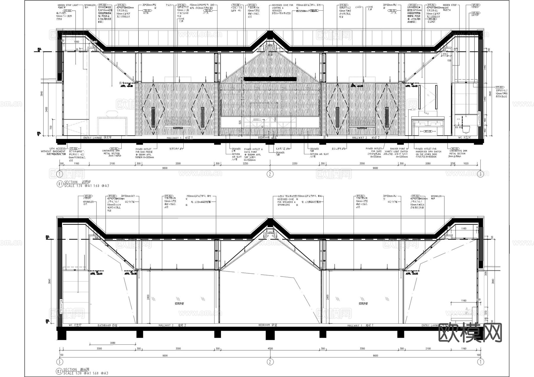 上海民宿客房施工图cad施工图