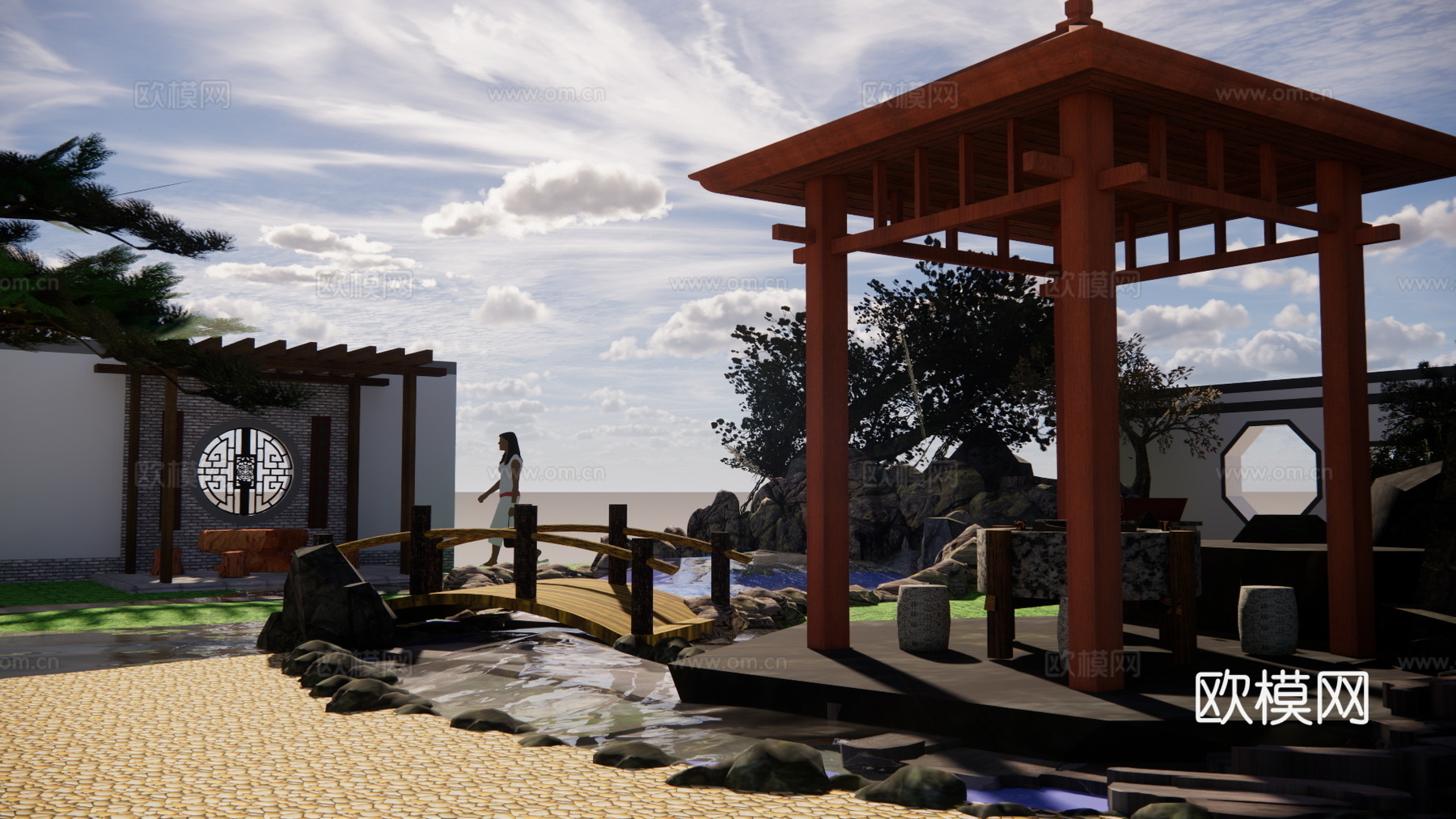 水池 阳光房 微景观 露台 造景 屋顶花园 水景 景观su模型