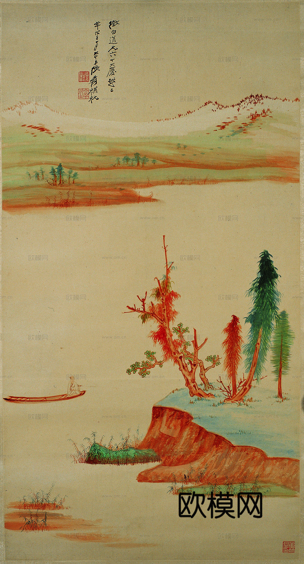 张大千绘画作品，中国近现代水墨画，写意水墨画93