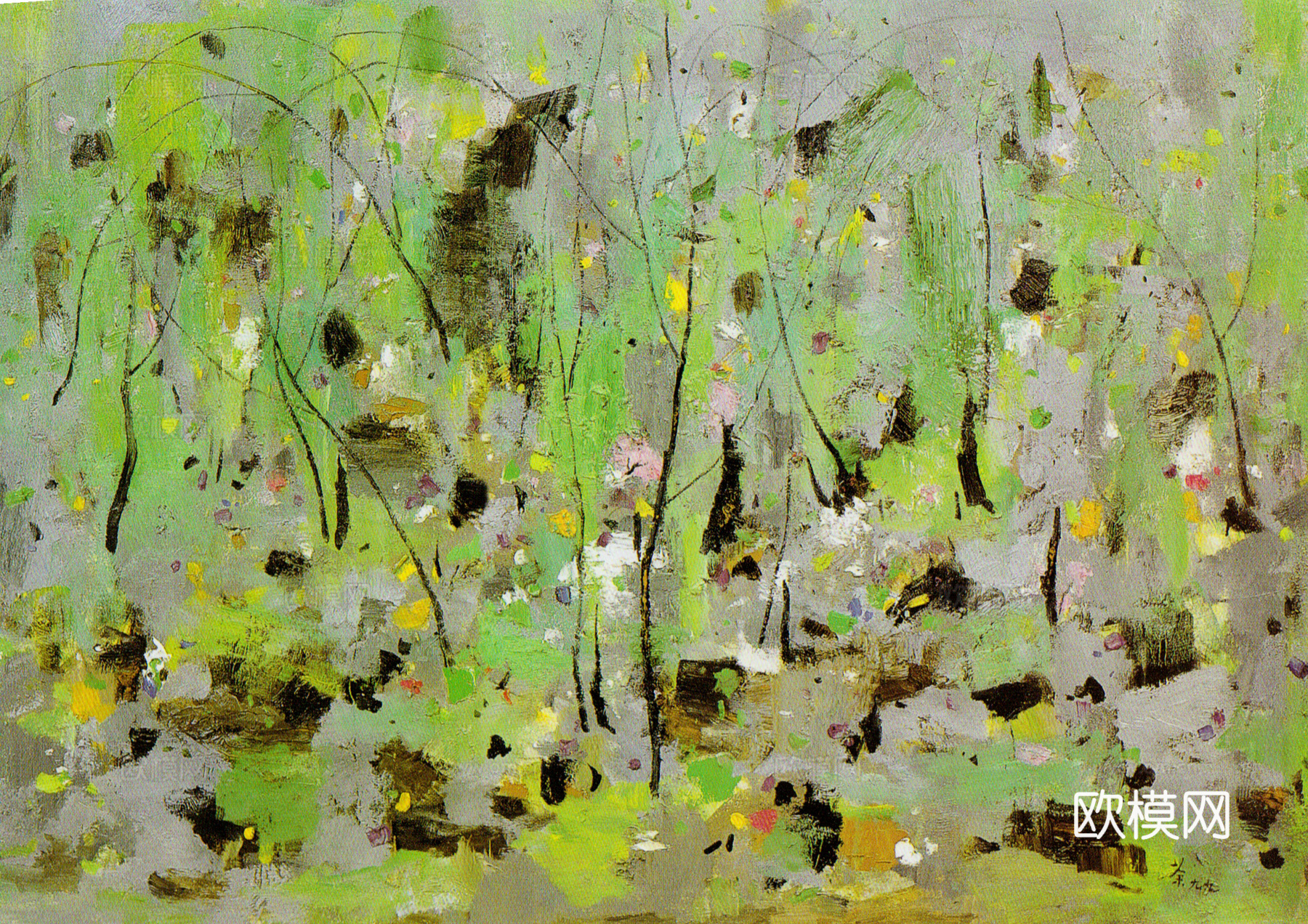 吴冠中绘画作品，写意水墨画，近现代水墨画，写意江南古镇水墨画下载