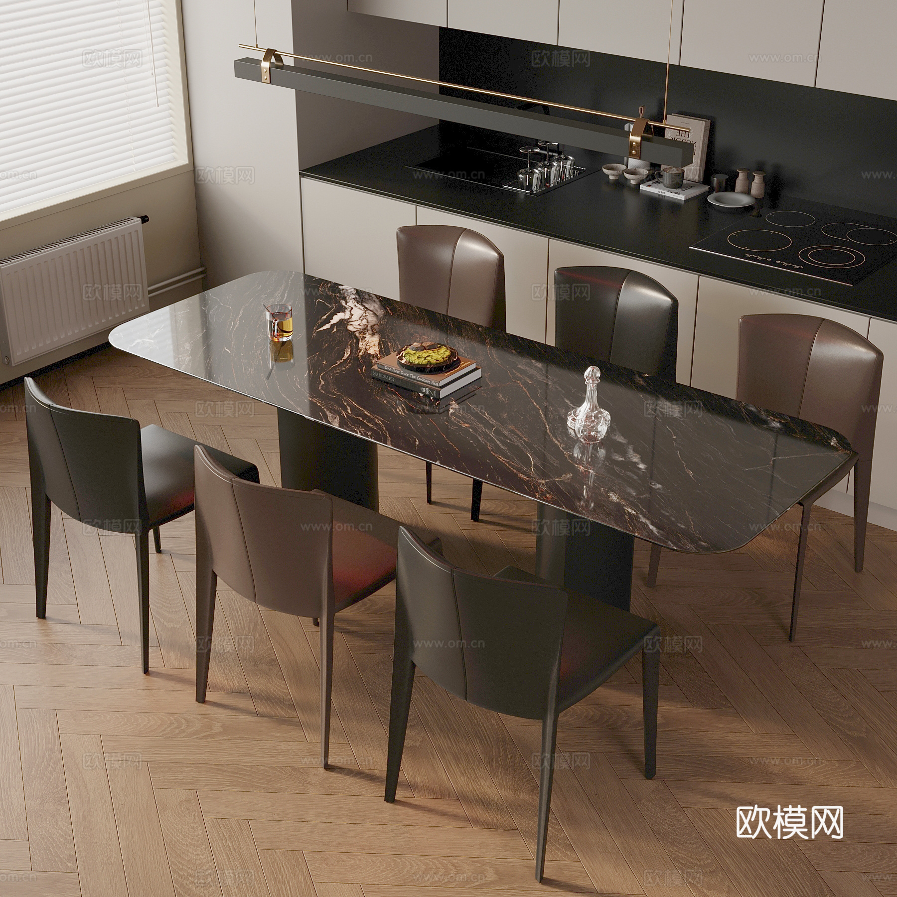 意式餐桌椅su模型