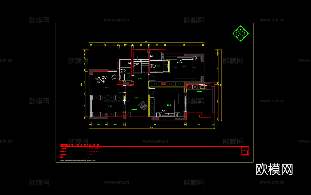 奶油风极简家装cad施工图