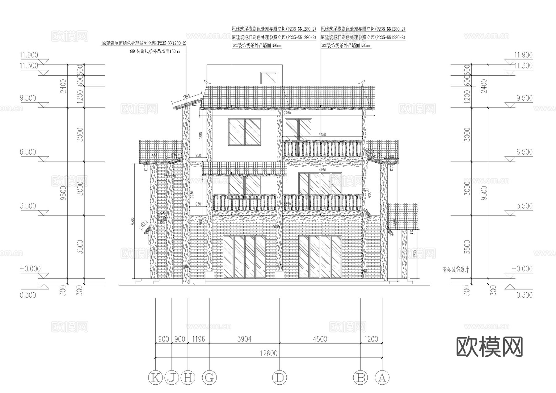 商业街外立面施工图cad施工图
