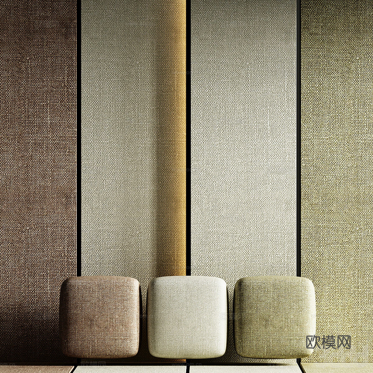 墙布 壁布 墙纸3d模型下载（渲染图2）