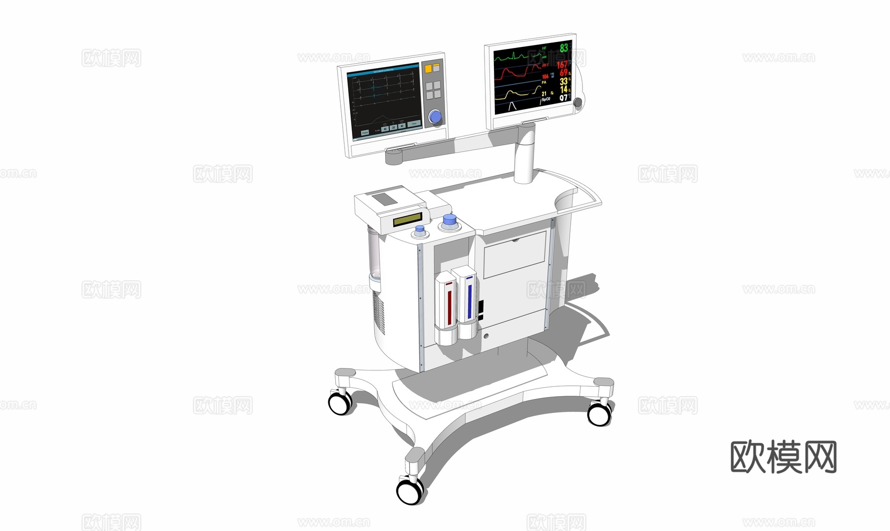 现代心跳仪医疗器械su模型