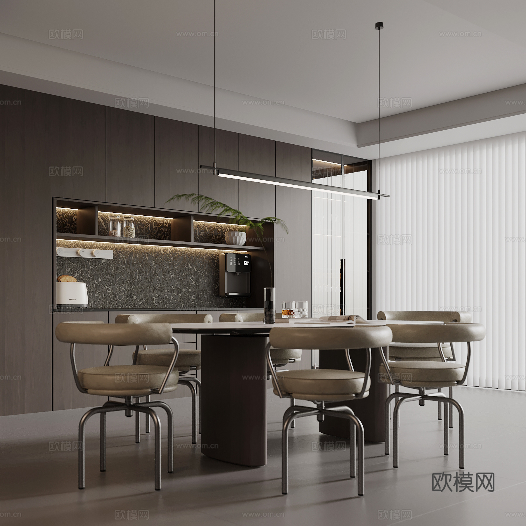 意式餐厅su模型