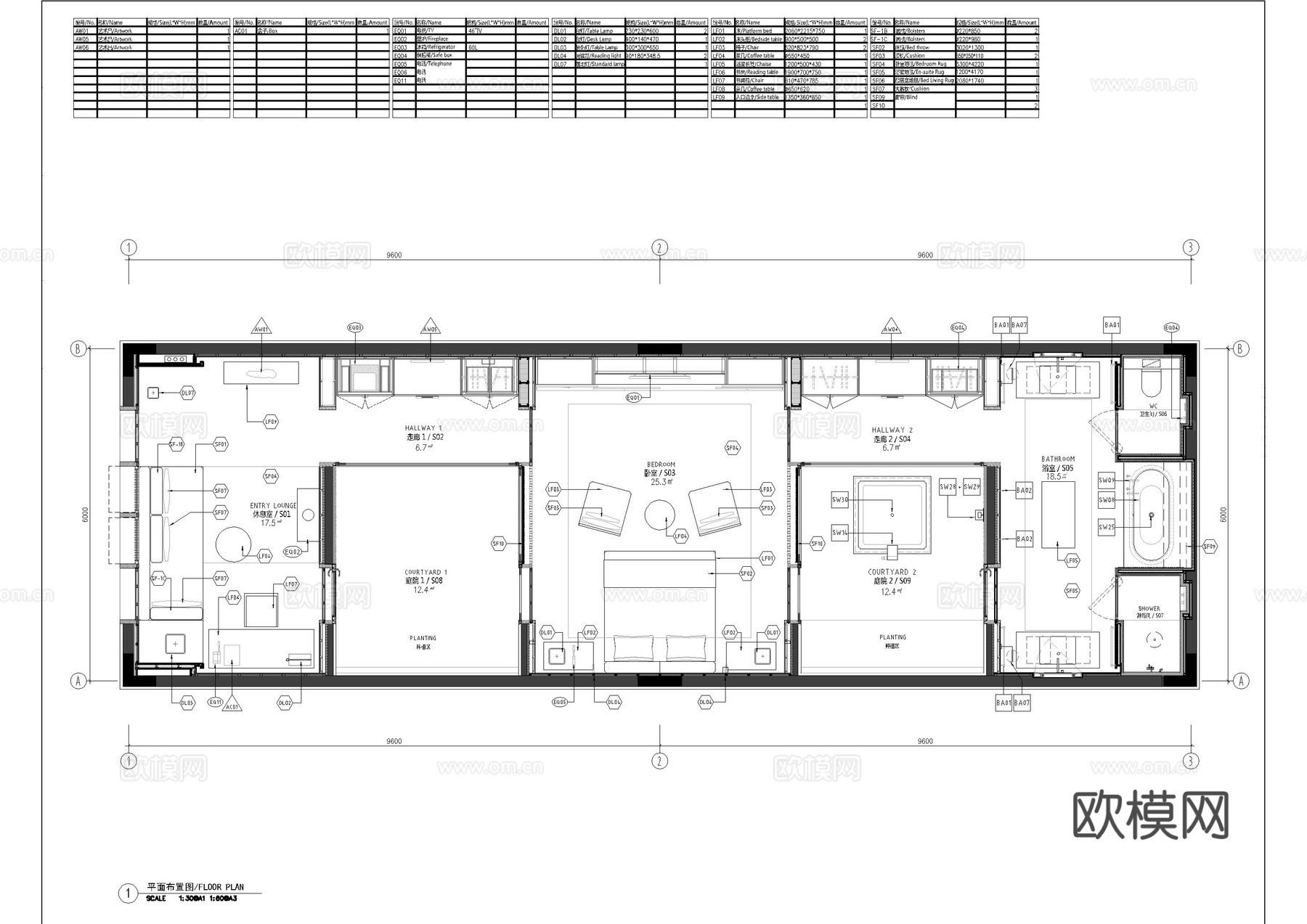 上海民宿客房施工图cad施工图