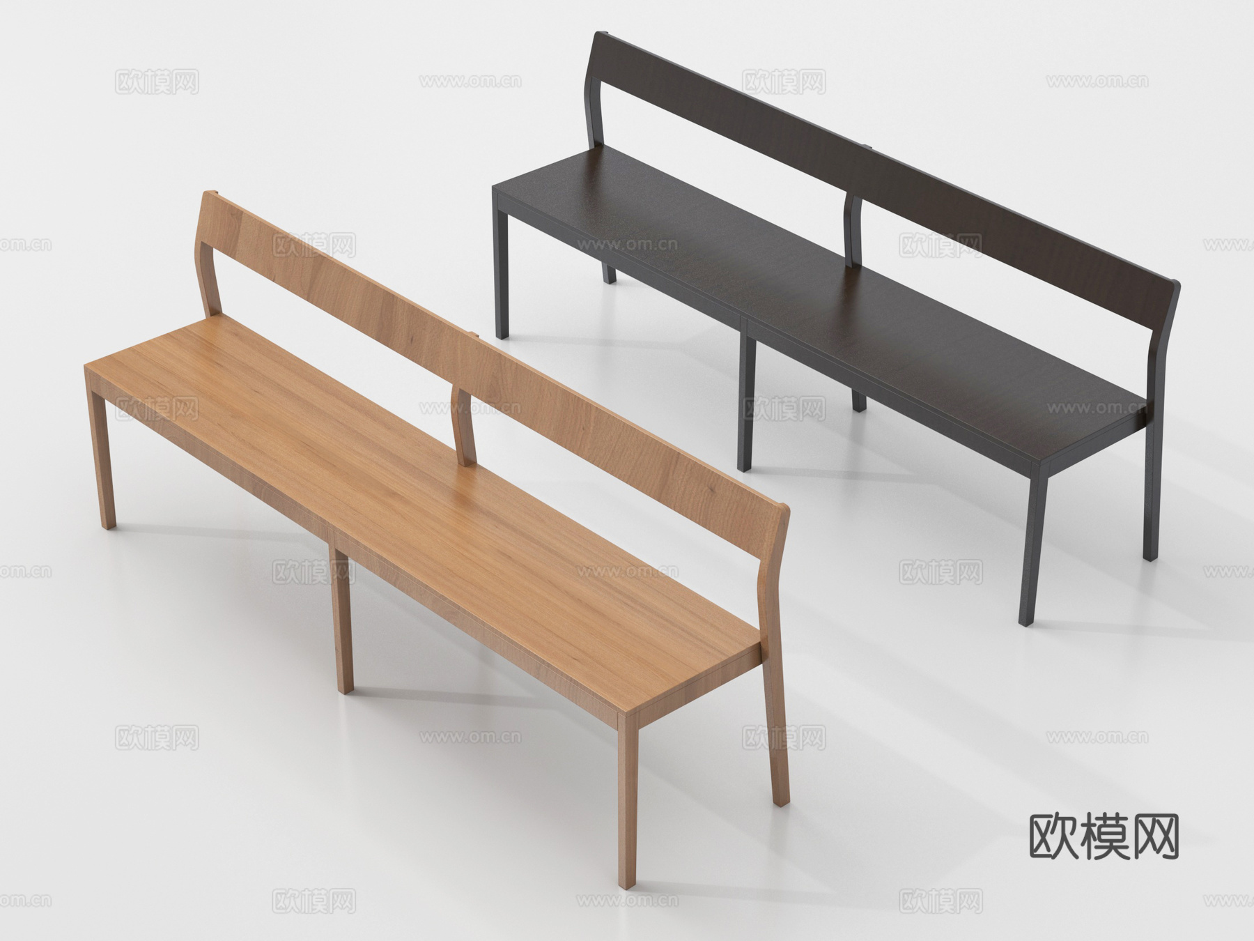 现代公共座椅 休闲长椅su模型