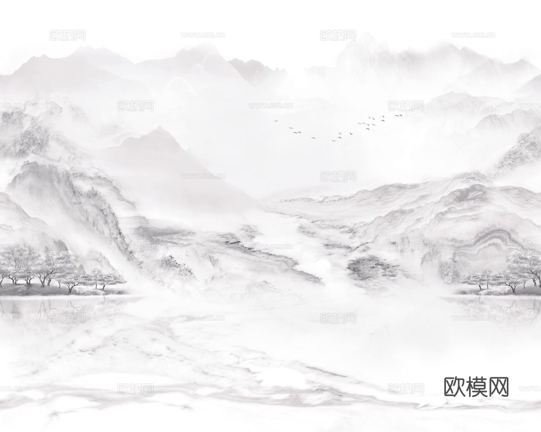 现代浅色山水大理石 山水纹理石材