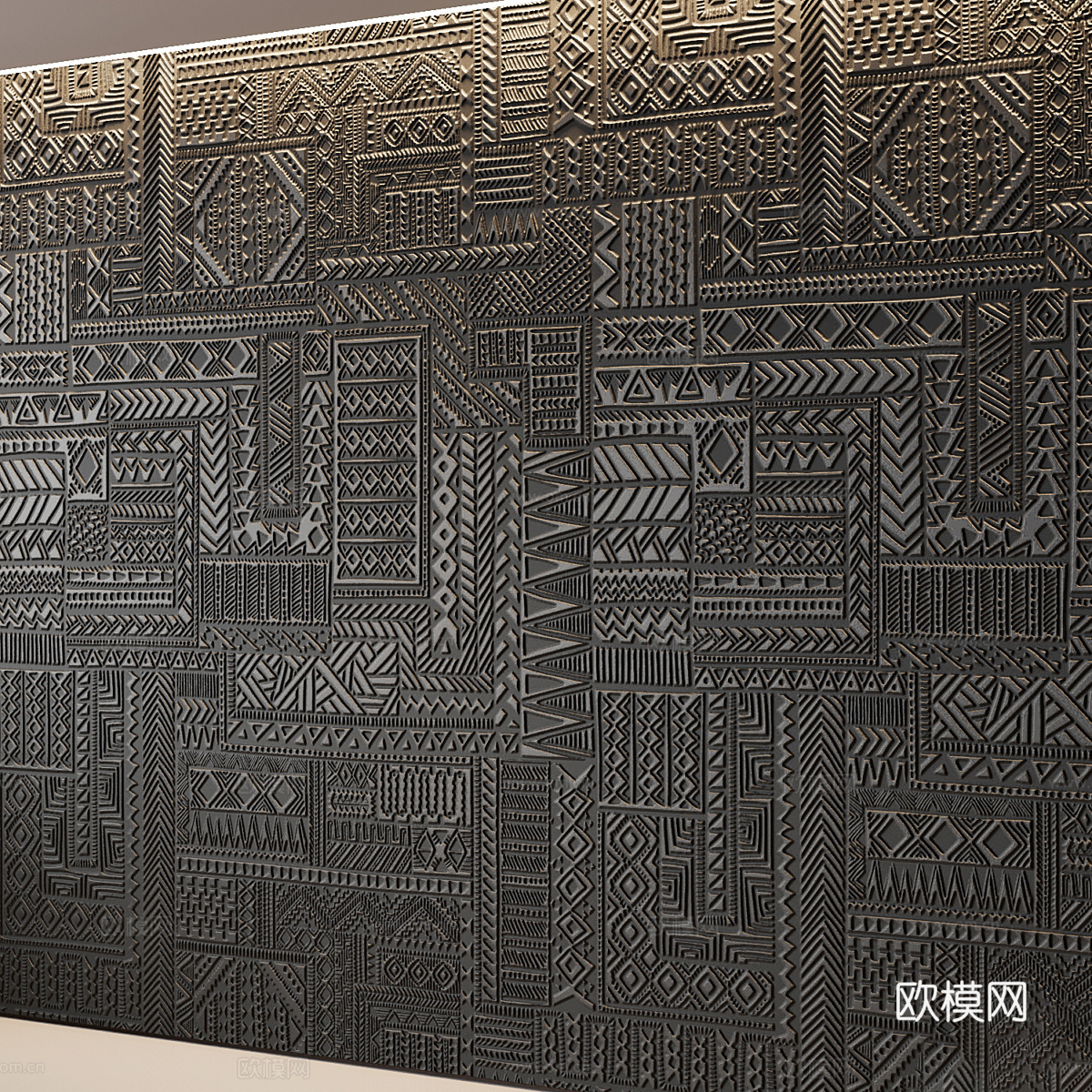 新中式侘寂墙面装饰材料3d模型下载（渲染图5）