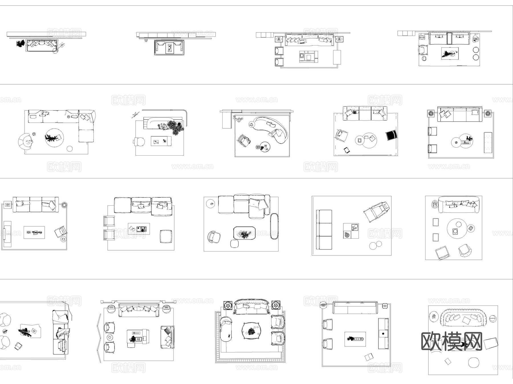 沙发 茶几 地毯 组合沙发 沙发组合cad施工图