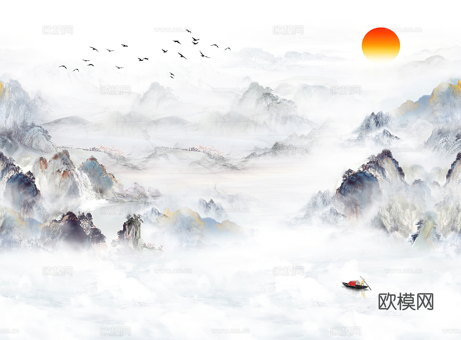 中式轻奢山水大理石 山脉风景大理石贴图