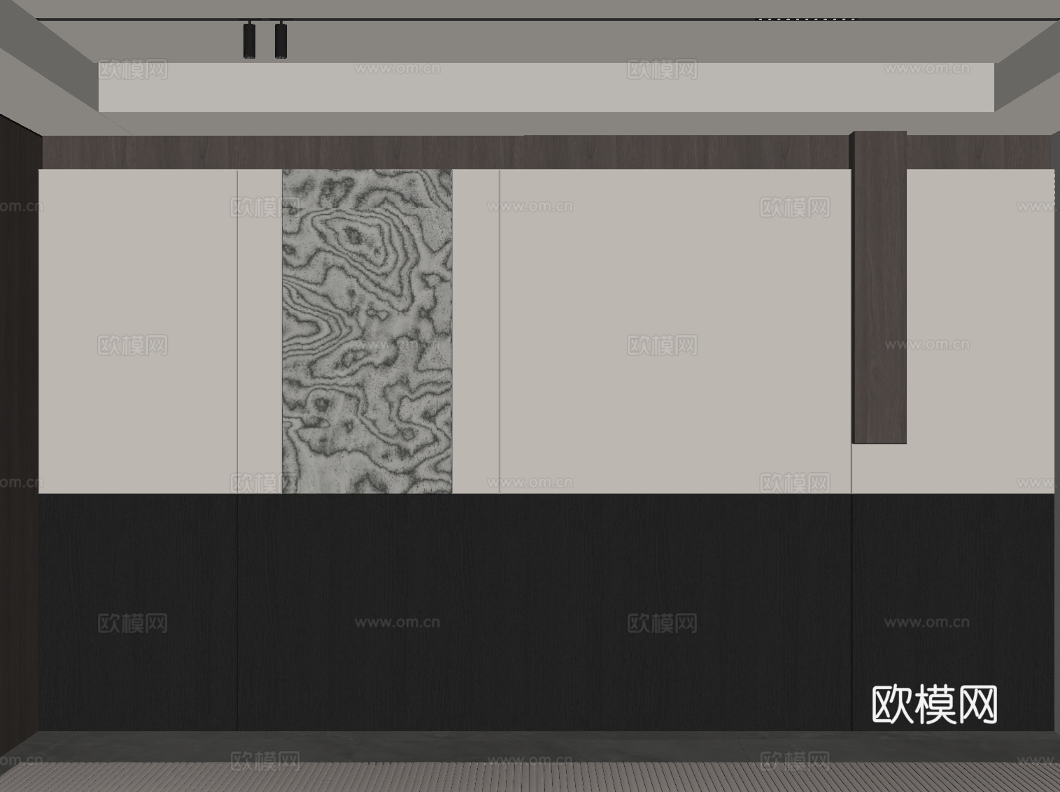 现代意式床头背景墙 客厅背景墙su模型