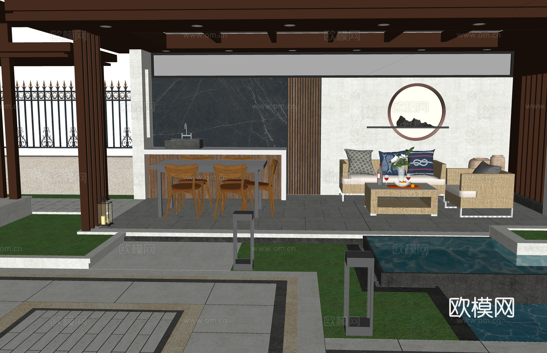 微景观 室内景观 水景 景观 庭院 阳光房 屋顶花园su模型