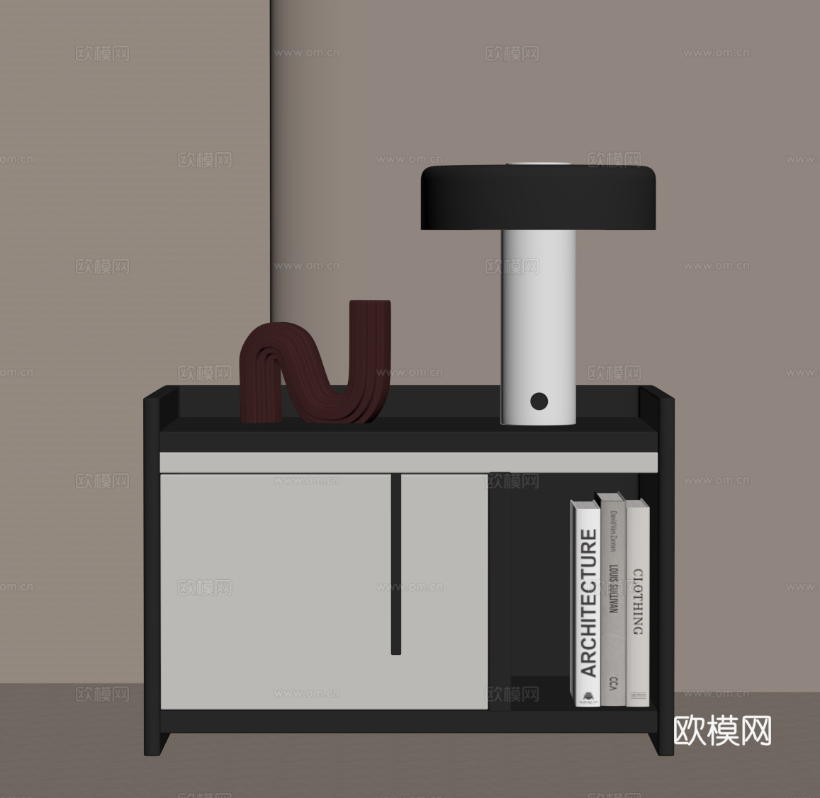 现代意式床头柜su模型