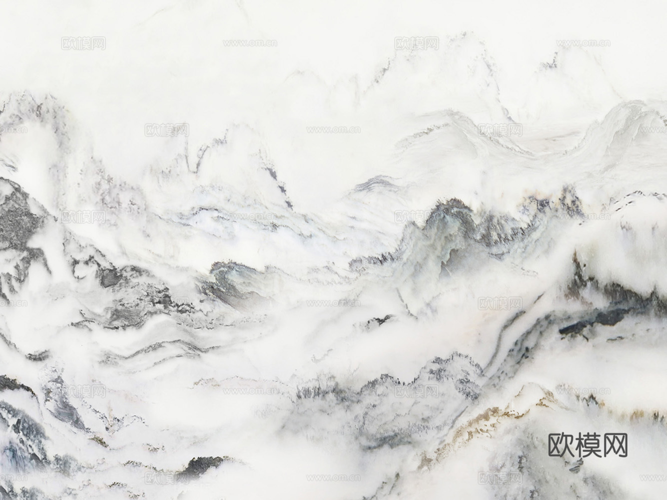 现代新中式山水大理石 白色山水纹理大理石