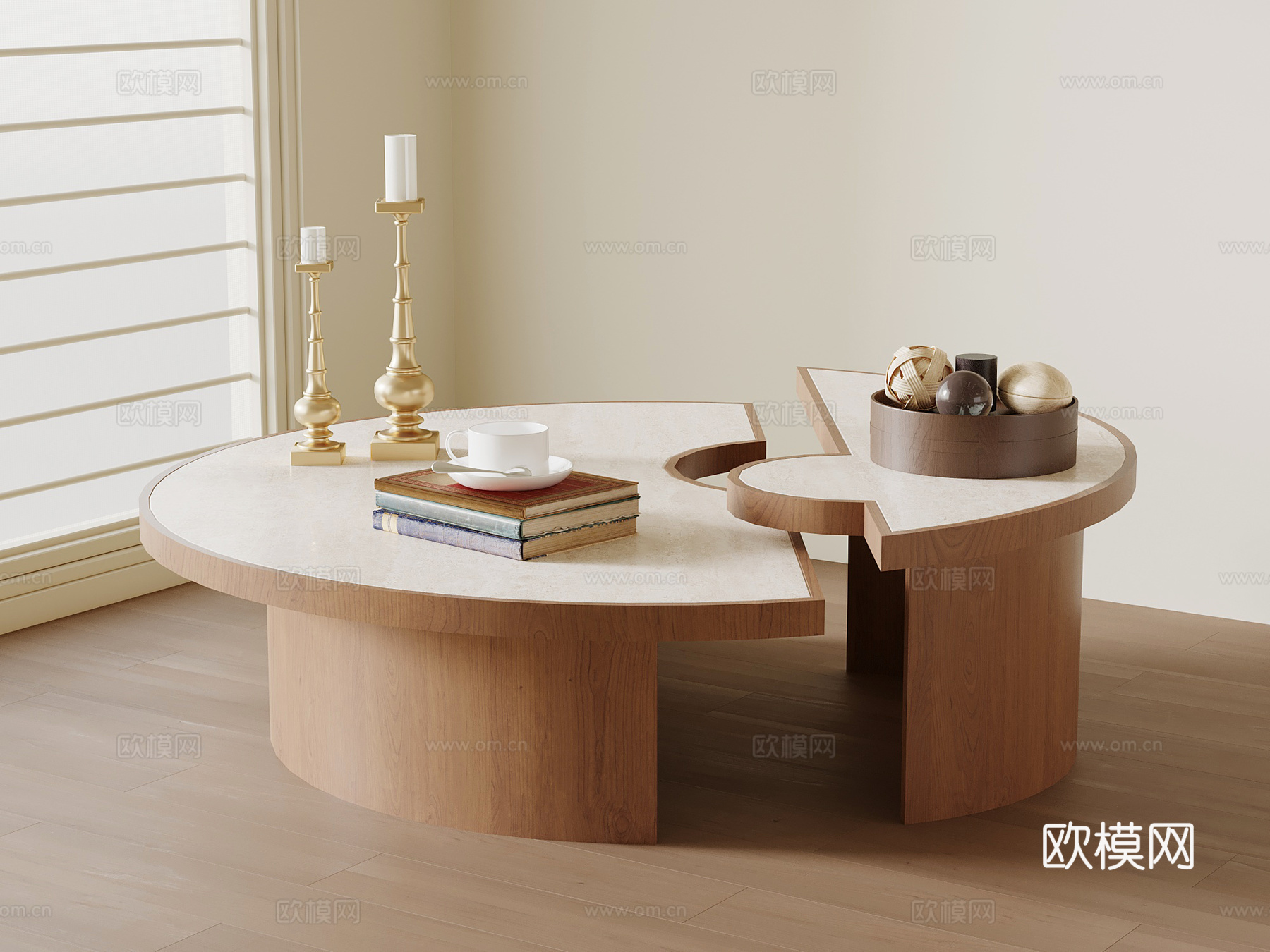 侘寂中古茶几su模型