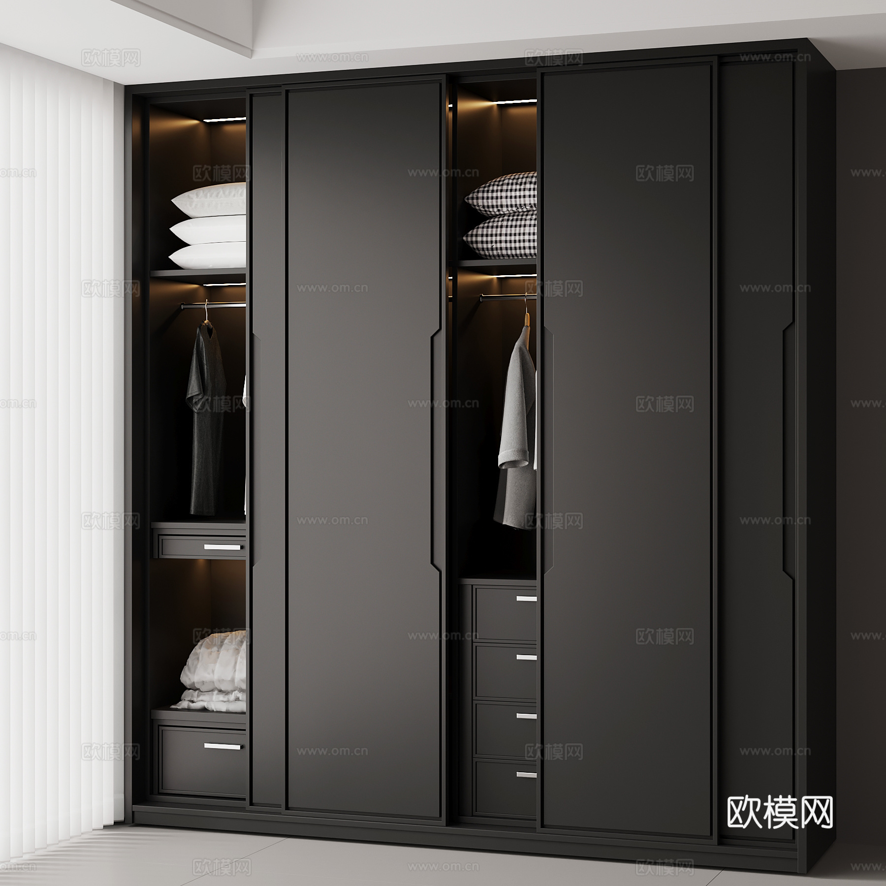 现代意式衣柜su模型