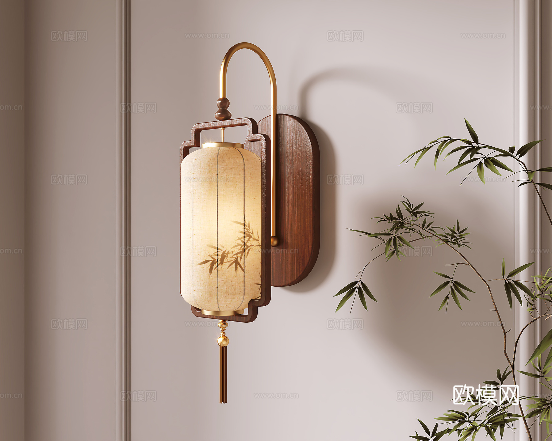 新中式壁灯su模型