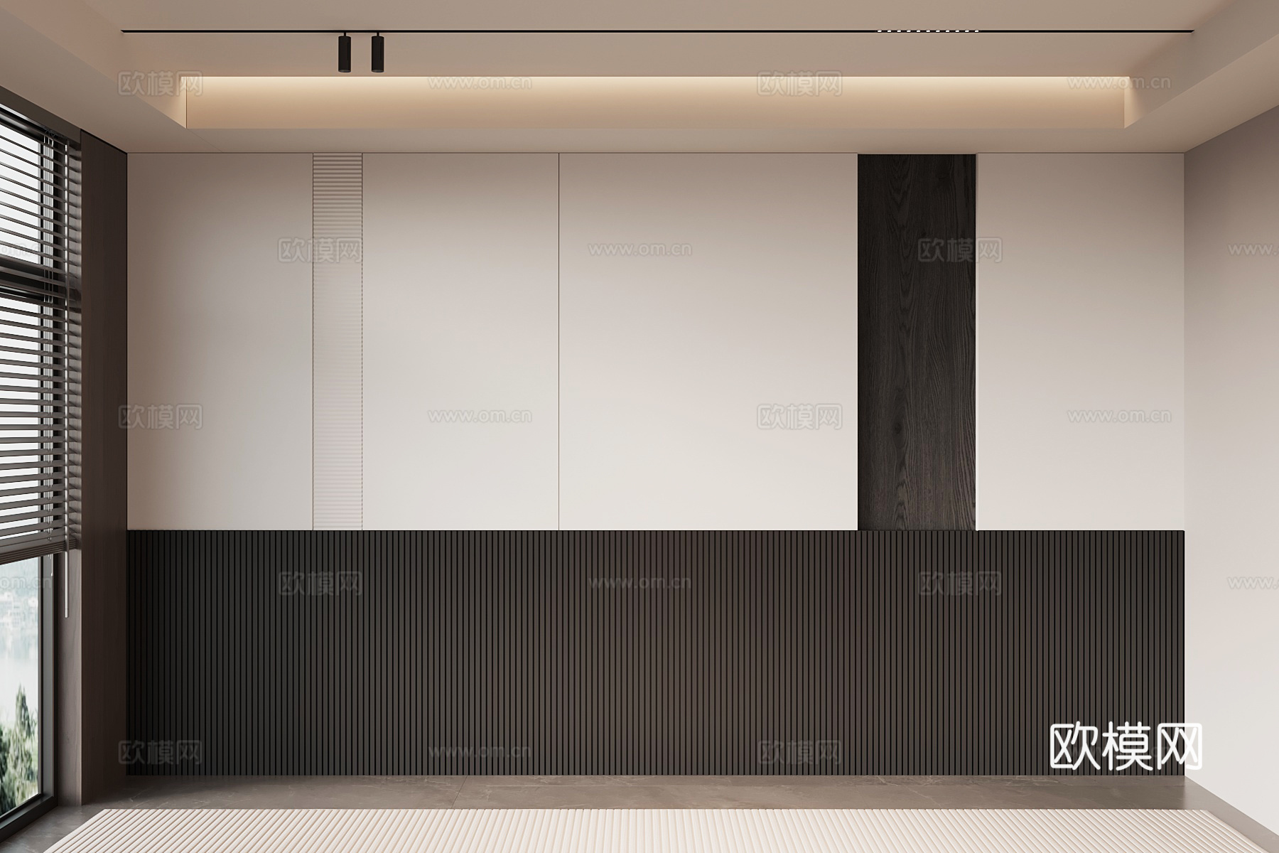 现代意式床头背景墙 客厅背景墙su模型