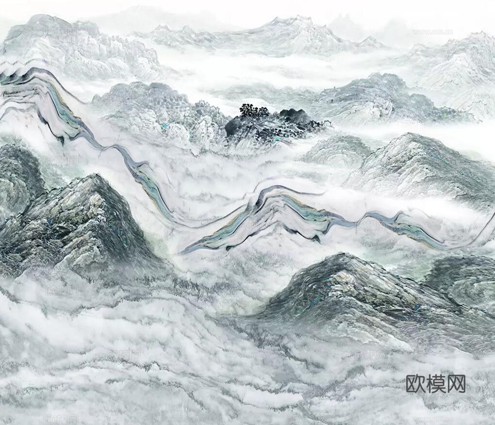 现代山水纹理大理石岩板贴图