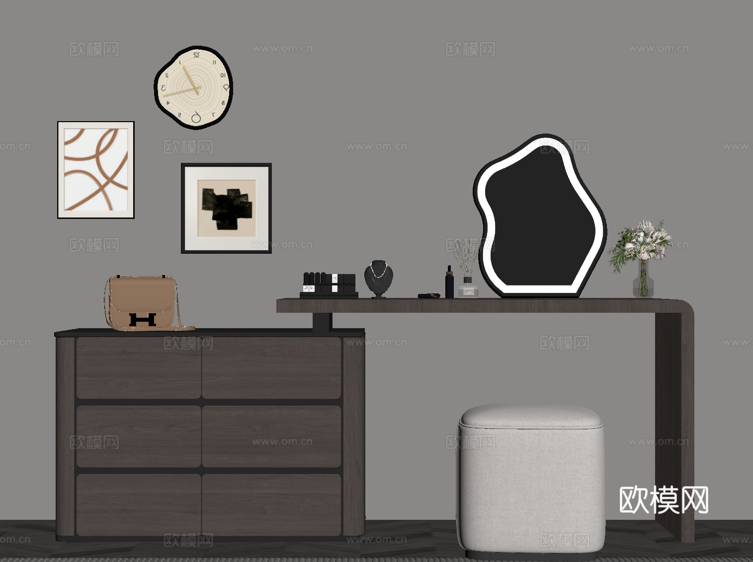 现代意式梳妆台su模型