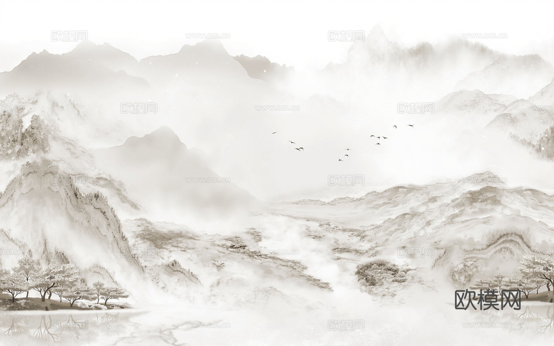 现代浅色山水大理石 山水纹理石材