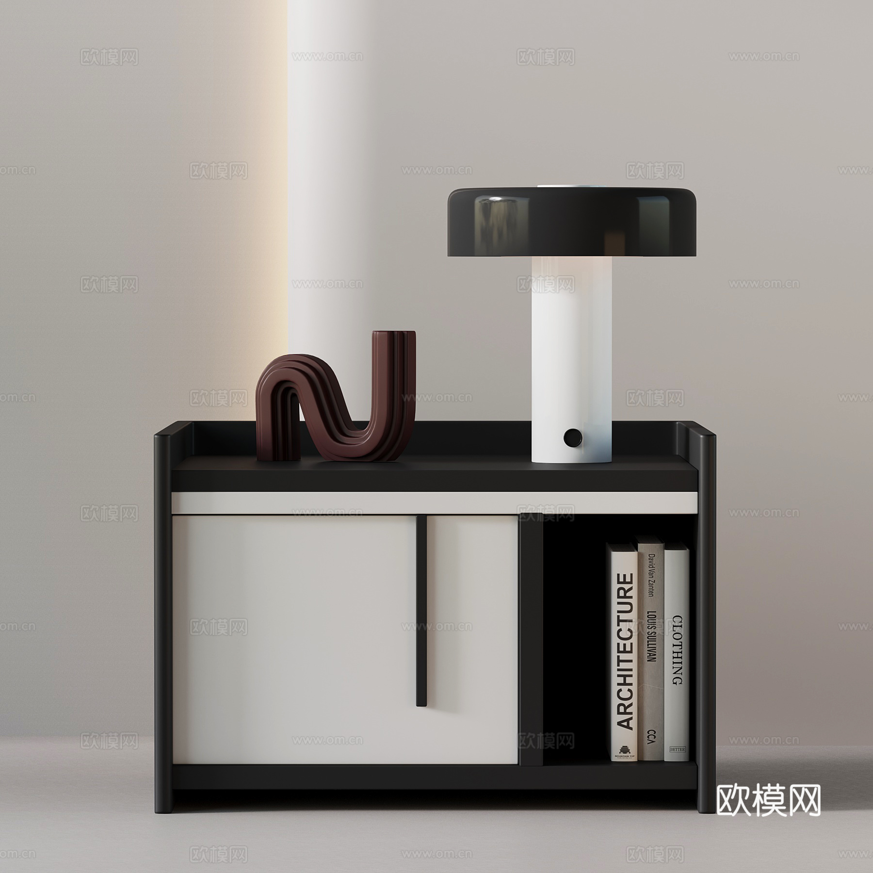 现代意式床头柜su模型