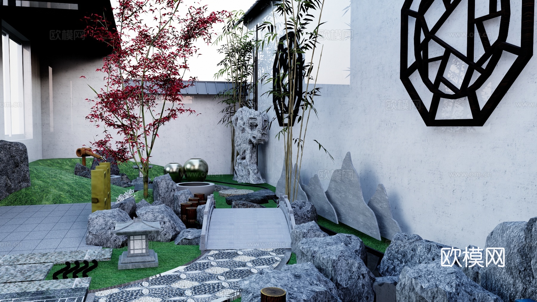 微景观 室内景观 水景 景观 庭院 阳光房 屋顶花园su模型