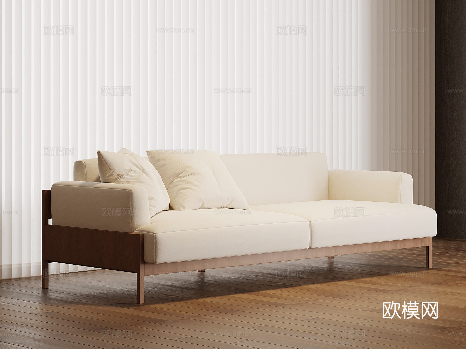 现代中古风双人沙发 休闲沙发su模型