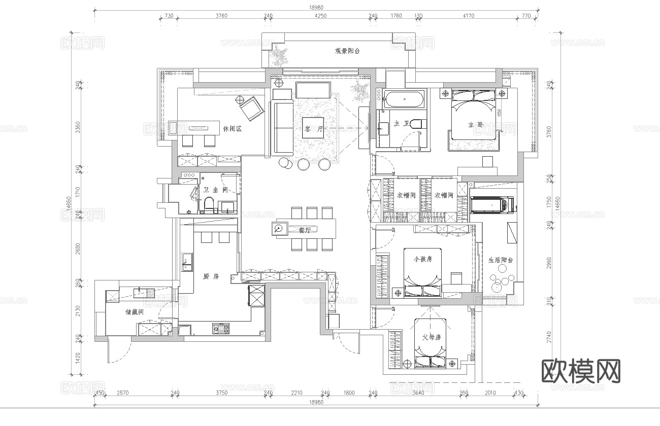 极简大平层 样板间 最新全套施工图合集cad施工图