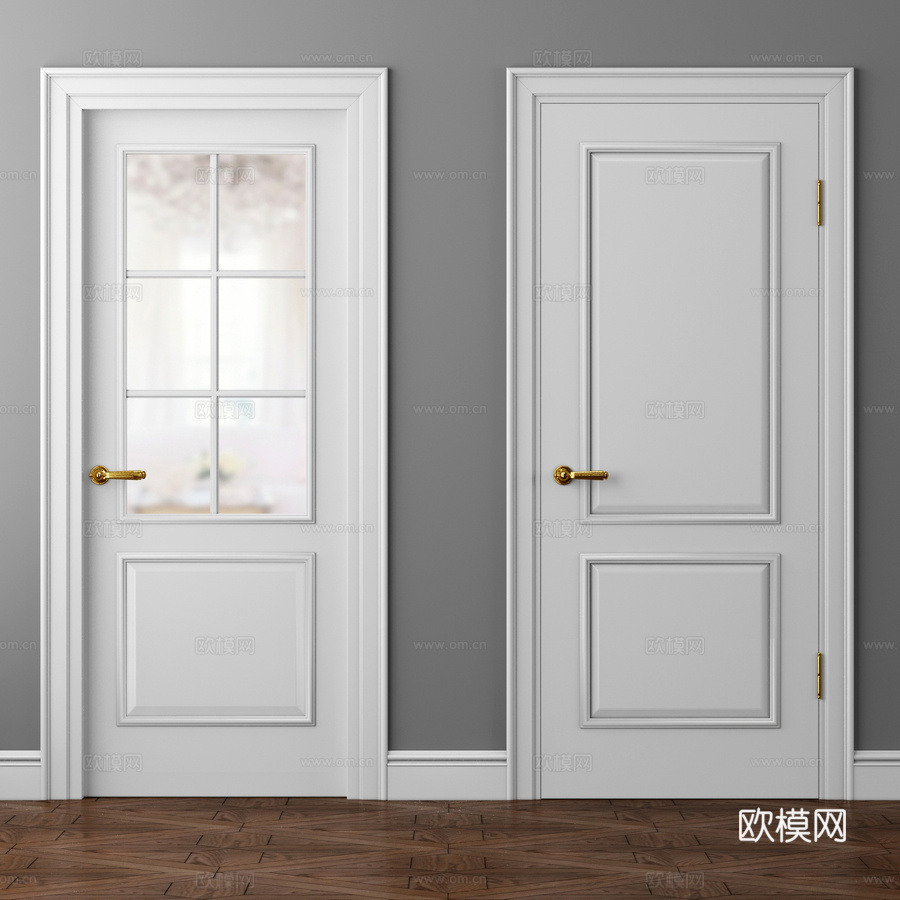 沃尔霍维茨巴黎8121与8122双折门3d模型下载（渲染图2）