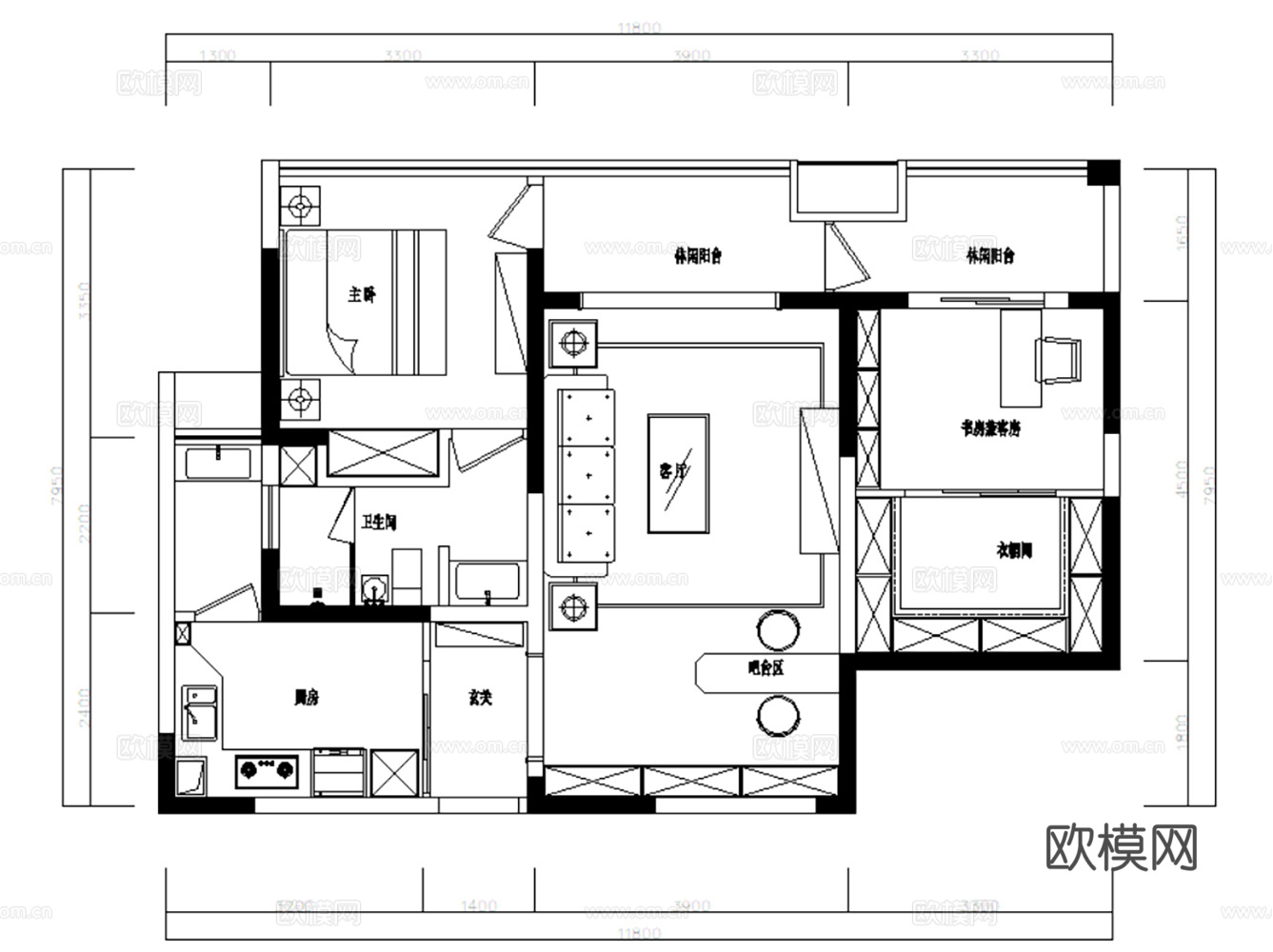 10套美式古典风格住在样板间大平层别墅复式CAD施工图效果图cad施工图