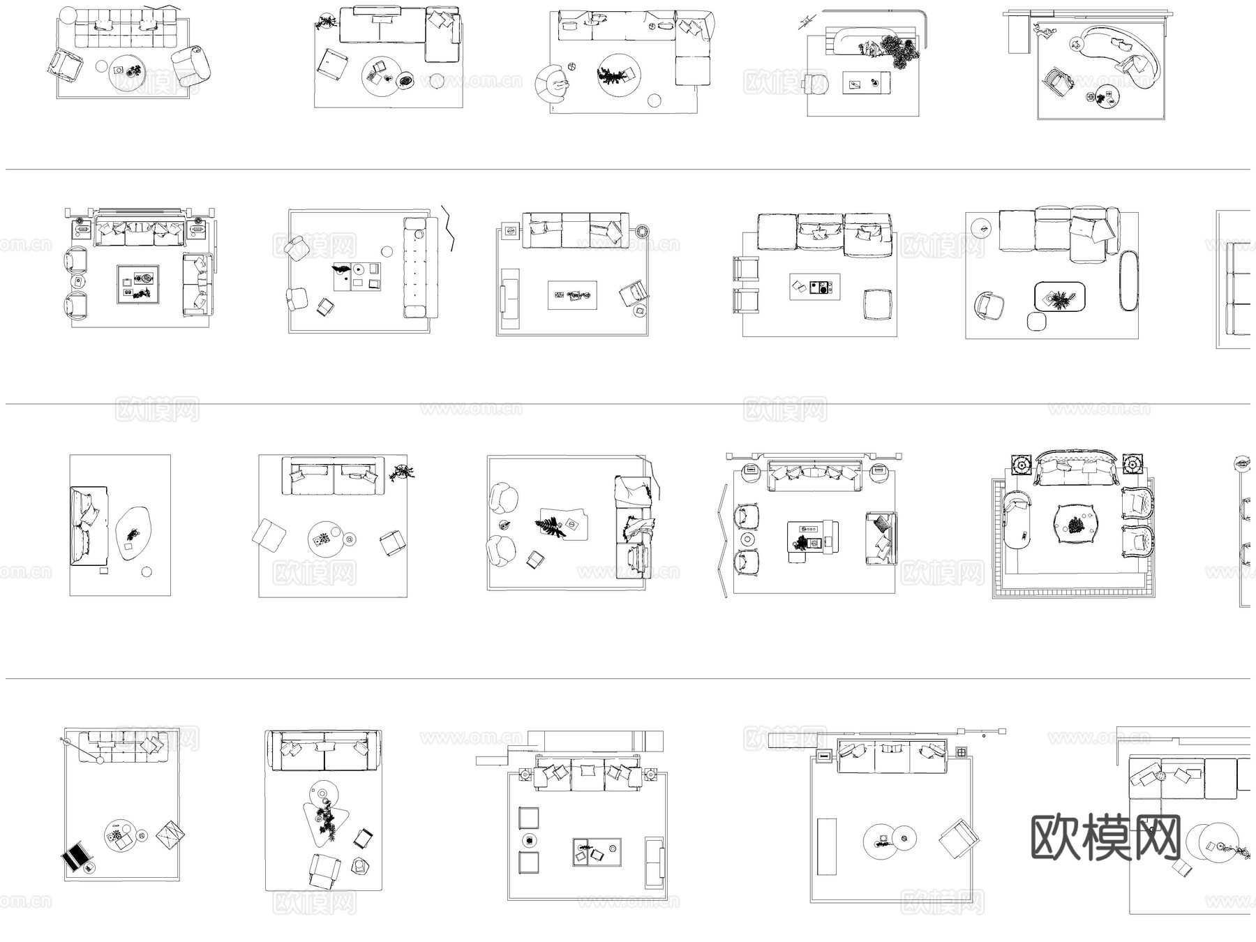 沙发 茶几 地毯 组合沙发 沙发组合cad施工图