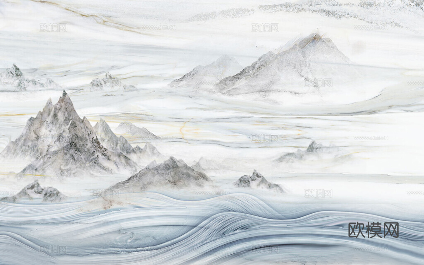 中式轻奢山水大理石 山脉风景大理石贴图