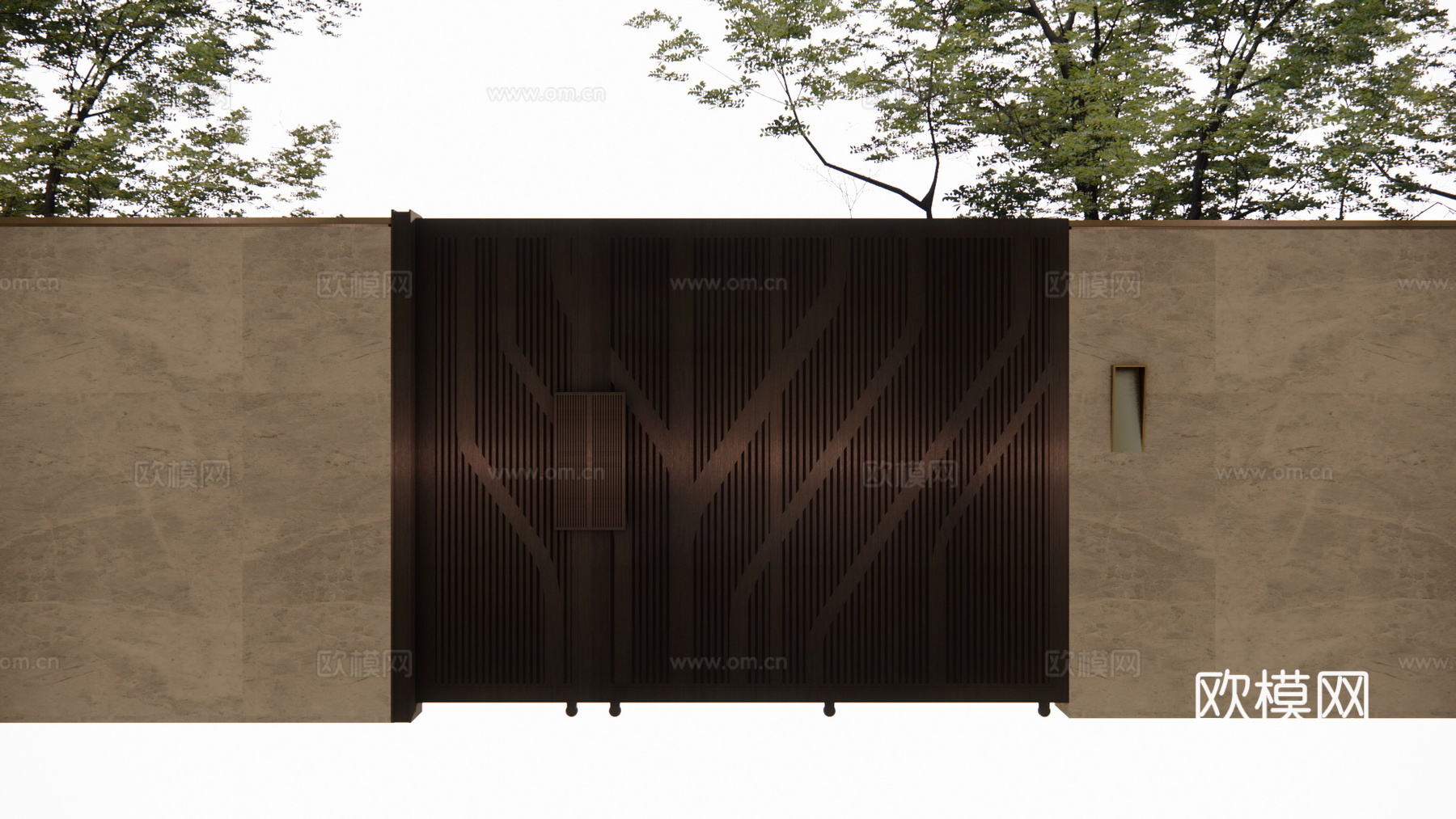 庭院门 门 庭院 屋顶花园 庭院灯 水池 造景 微景观su模型