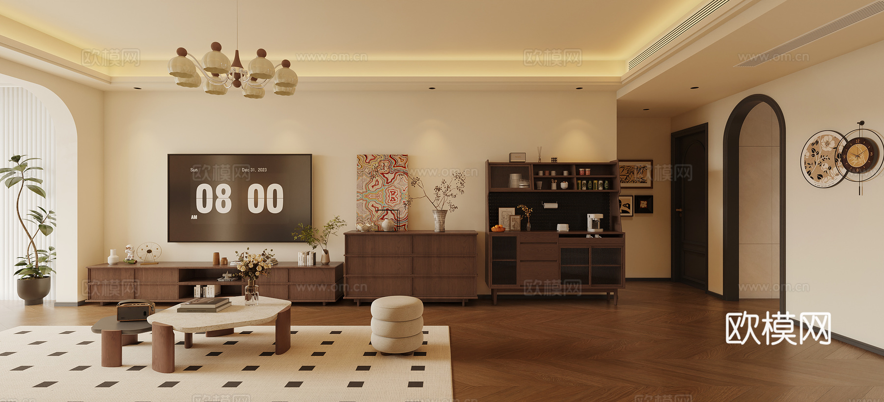 中古客餐厅3d模型下载（渲染图1）