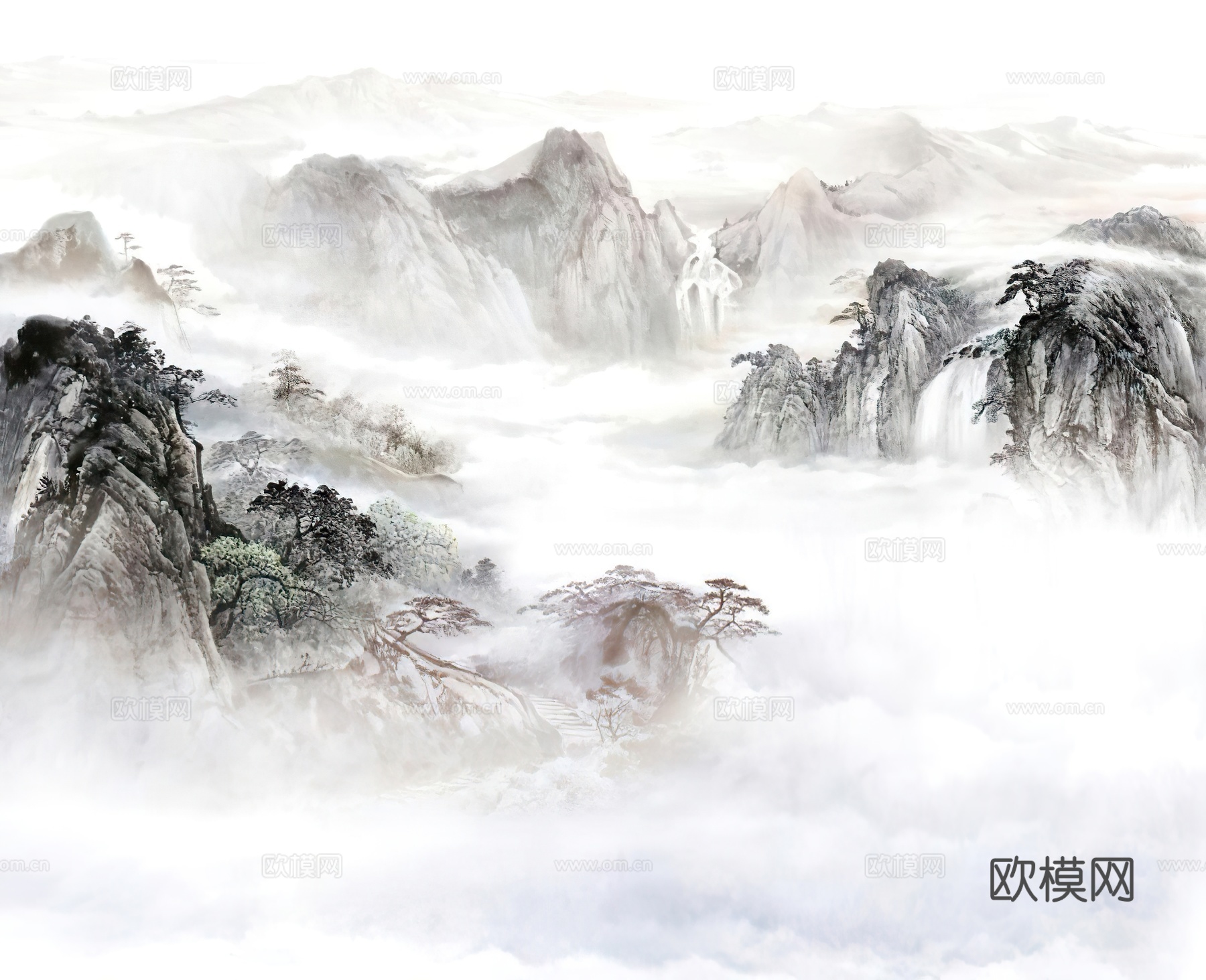 中式轻奢山水大理石 山脉风景大理石贴图