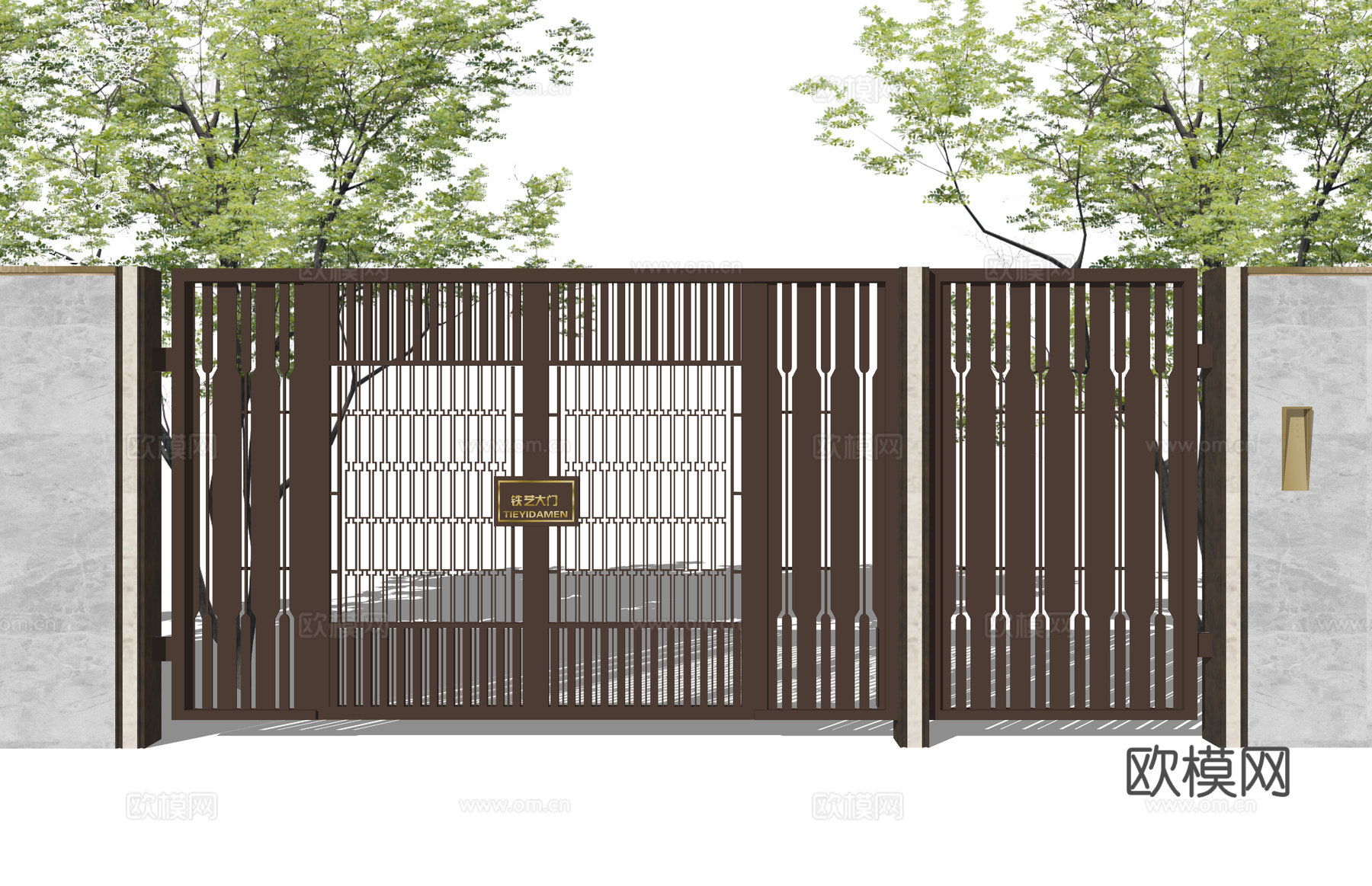 庭院门 门 庭院 屋顶花园 庭院灯 水池 造景 微景观su模型