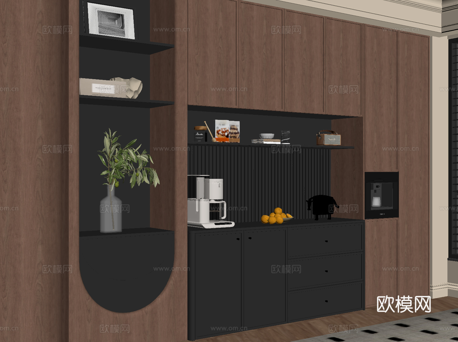 中古风餐边柜 橱柜su模型