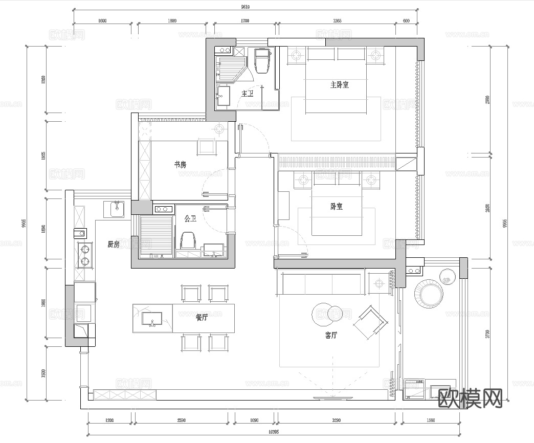 极简平层 样板间 最新全套施工图合集cad施工图