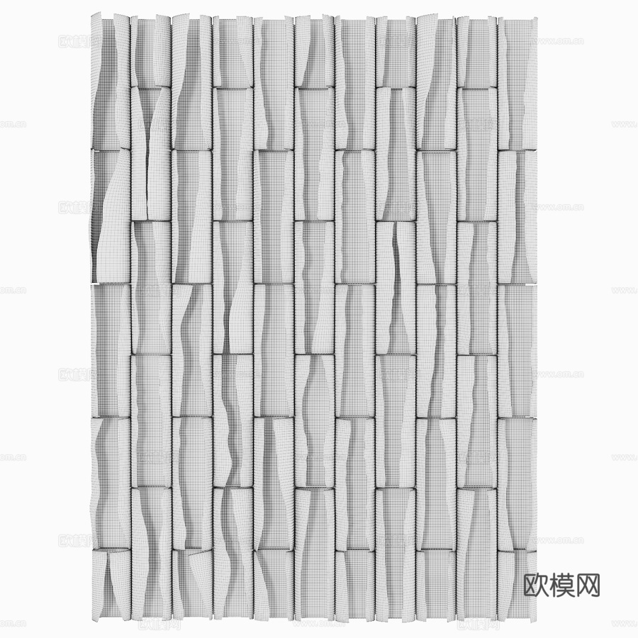 白色波浪墙3d模型下载（渲染图3）