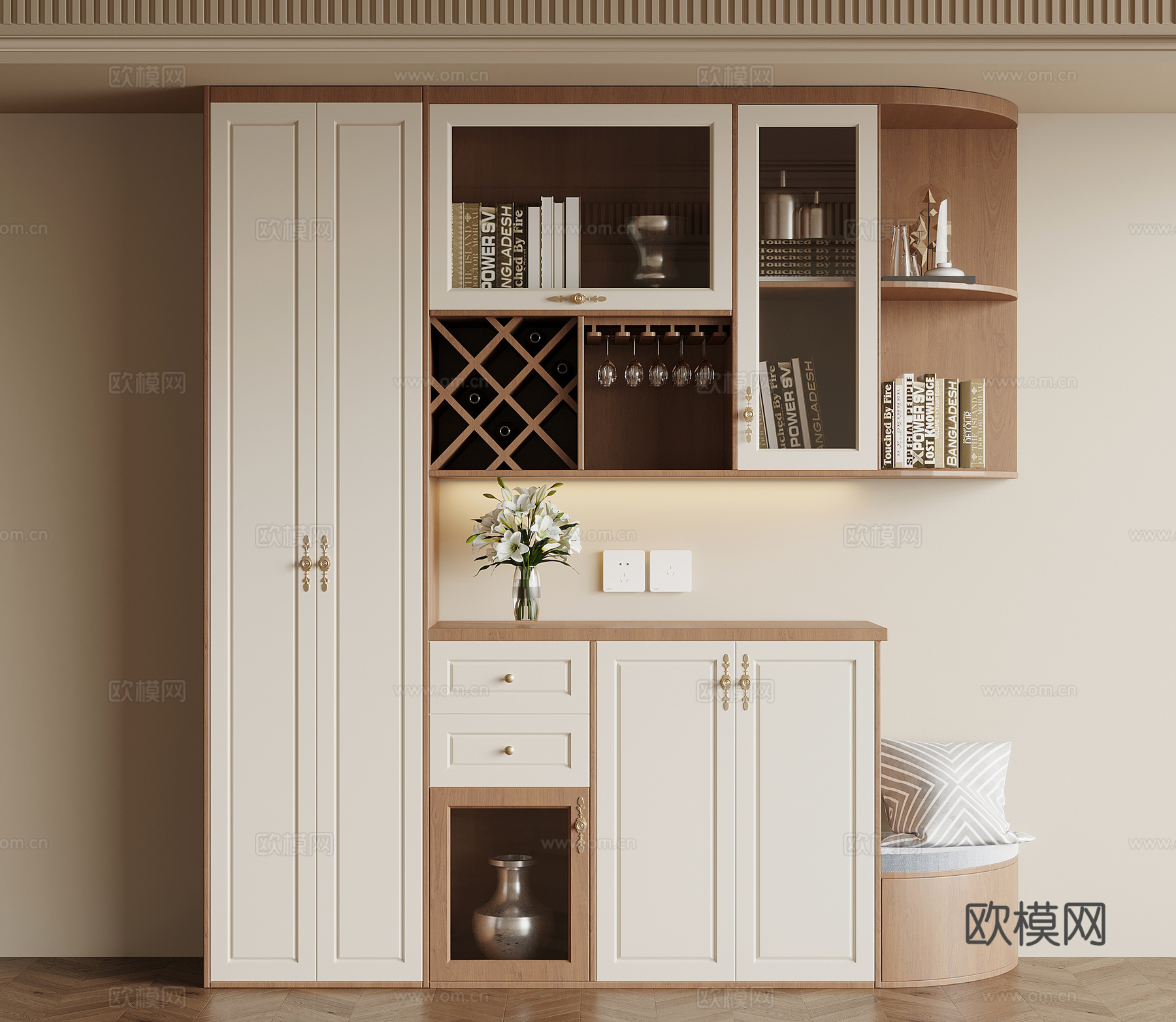 侘寂中古风玄关柜 餐边柜su模型