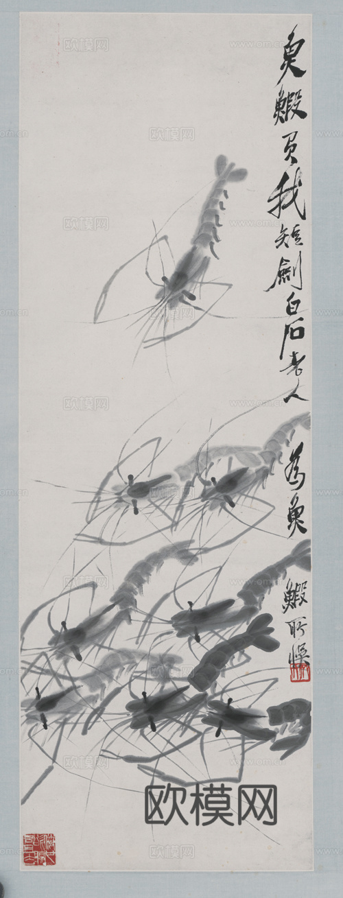 齐白石写意水墨画，近现代水墨画-群虾（缩略图）